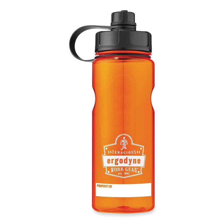ergodyne Chill-Its 5151 Plastic Wide Mouth Water Bottle, 34 oz, Orange (EGO13151)