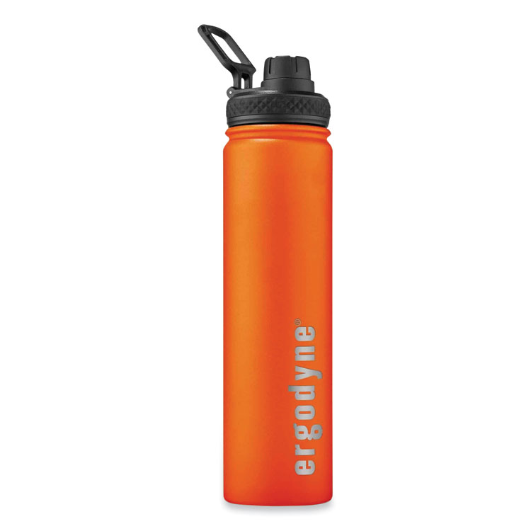 ergodyne Chill-Its 5152 Insulated Stainless Steel Water Bottle, 25 oz, Metal, Orange (EGO13166)