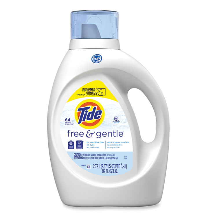 Tide Free and Gentle Liquid Laundry Detergent, HE Compatible, Unscented, 92 oz Bottle (PGC48871)