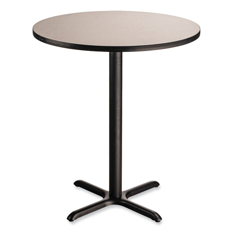NPS Cafe Table, 36" Diameter x 42h, Round Top/X-Base, Gray Nebula Top, Black Base (NPSCT13636XB1GY)