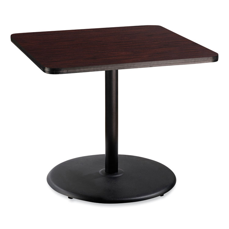 NPS Cafe Table, 36w x 36d x 30h, Square Top/Round Base, Mahogany Top, Black Base (NPSCT33636RD1MY)