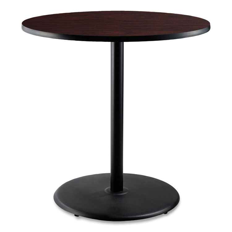 NPS Cafe Table, 36" Diameter x 42h, Round Top/Base, Mahogany Top, Black Base (NPSCT13636RB1MY)