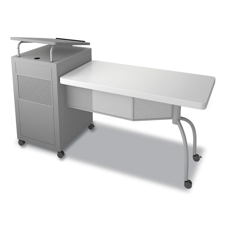 Oklahoma Sound Edupod Teacher's Desk and Lectern Combo, 24" x 68" x 45", Gray Hammer Tone (NPSEDPD)