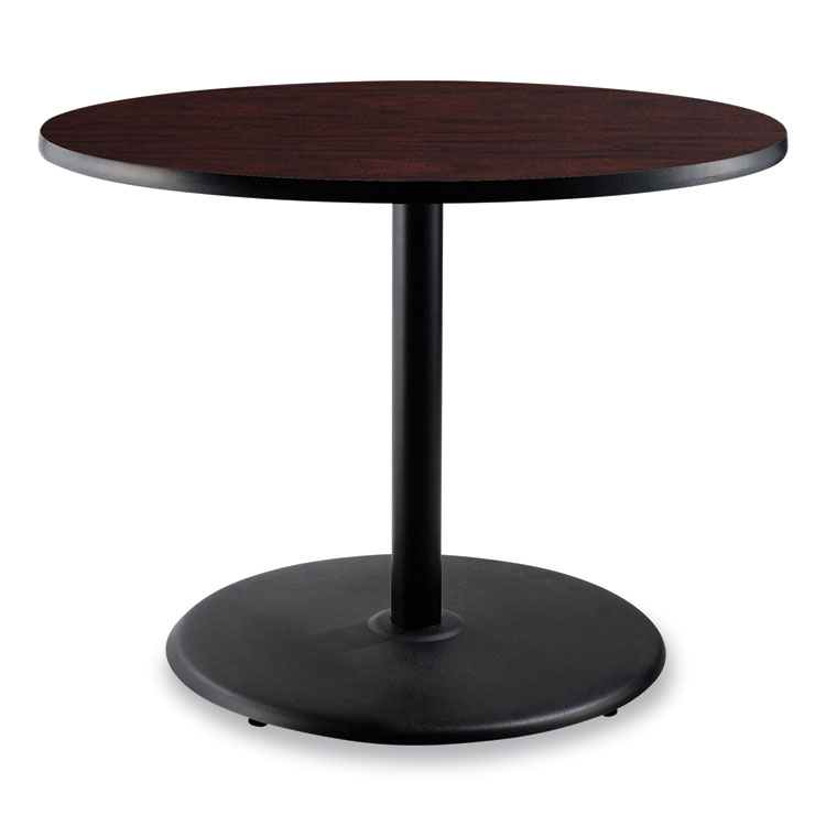 NPS Cafe Table, 36" Diameter x 30h, Round Top/Base, Mahogany Top, Black Base (NPSCT13636RD1MY)