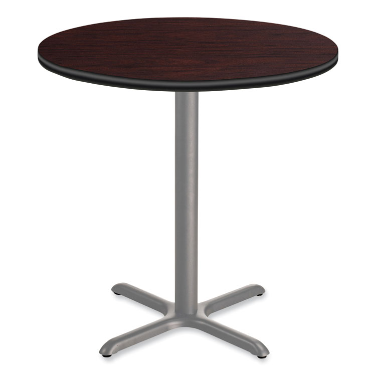 NPS Cafe Table, 36" Diameter x 36h, Round Top/X-Base, Mahogany Top, Gray Base (NPSCG13636XC1MY)