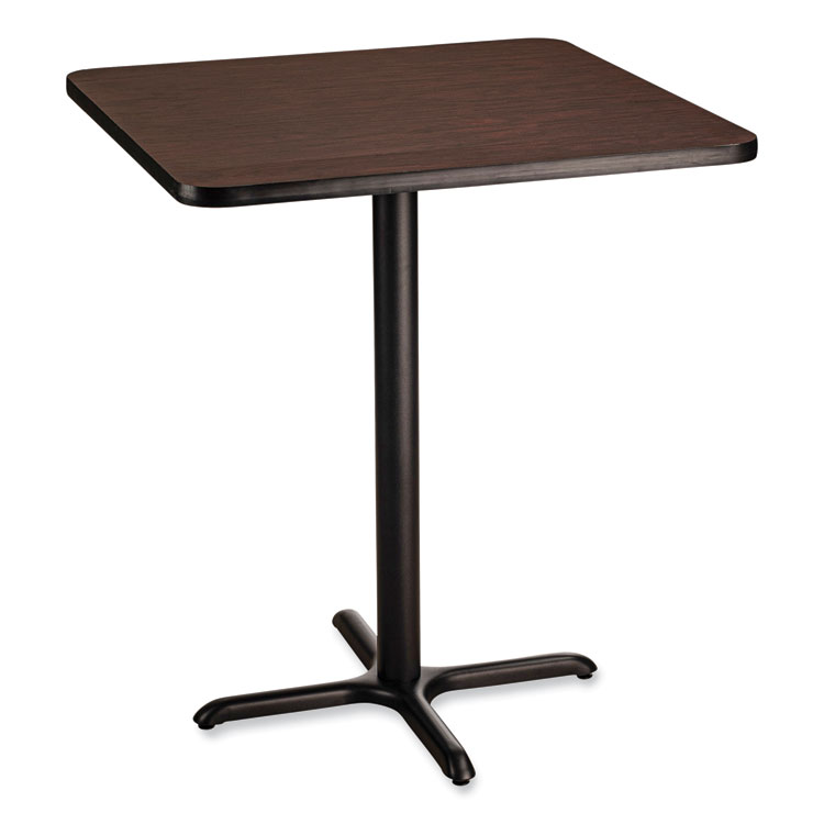 NPS Cafe Table, 36w x 36d x 30h, Square Top/X-Base, Mahogany Top, Black Base (NPSCT33636XD1MY)
