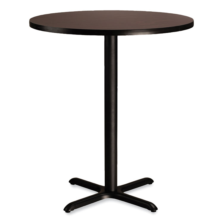 NPS Cafe Table, 36" Diameter x 42h, Round Top/X-Base, Mahogany Top, Black Base (NPSCT13636XB1MY)