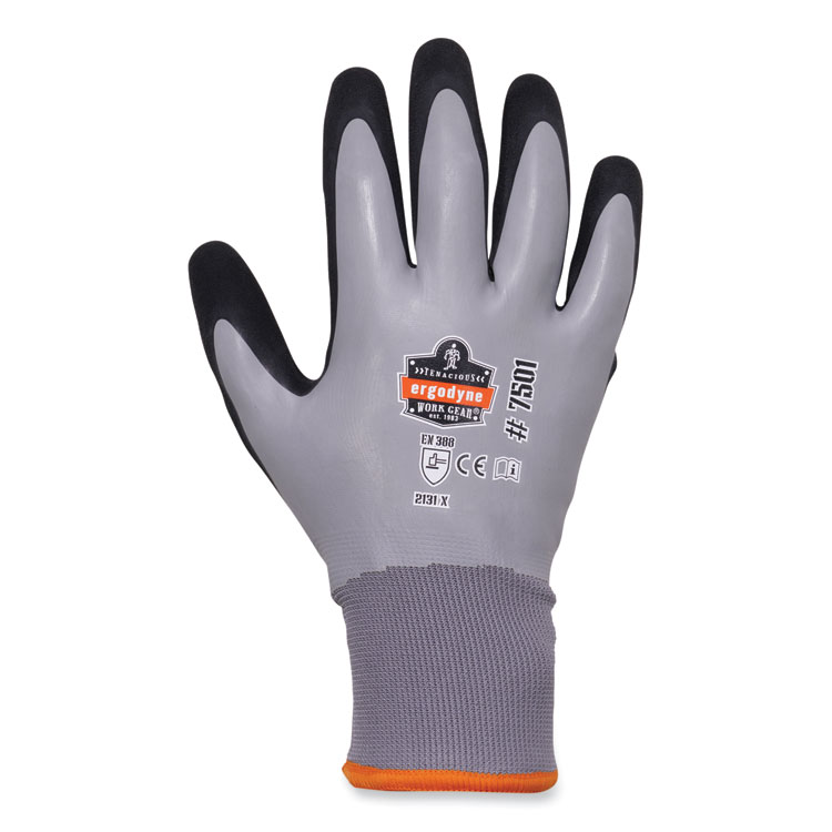ergodyne ProFlex 7501 Coated Waterproof Winter Gloves, EN388: 2131X, 10" Long, Small, Gray, Pair (EGO17632)