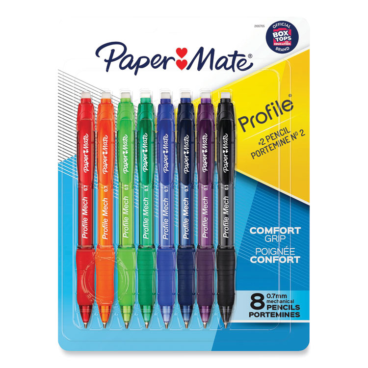 Paper Mate Profile Mechanical Pencils, 0.7 mm, HB (#2), Black Lead, Assorted Barrel Colors, 8/Pack (PAP2105705)