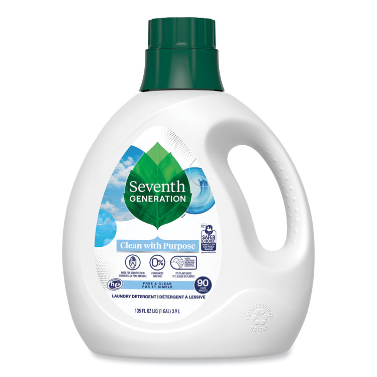 Seventh Generation Natural Liquid Laundry Detergent, Fragrance Free, 135 oz Bottle, 4/Carton (SEV45065CT)