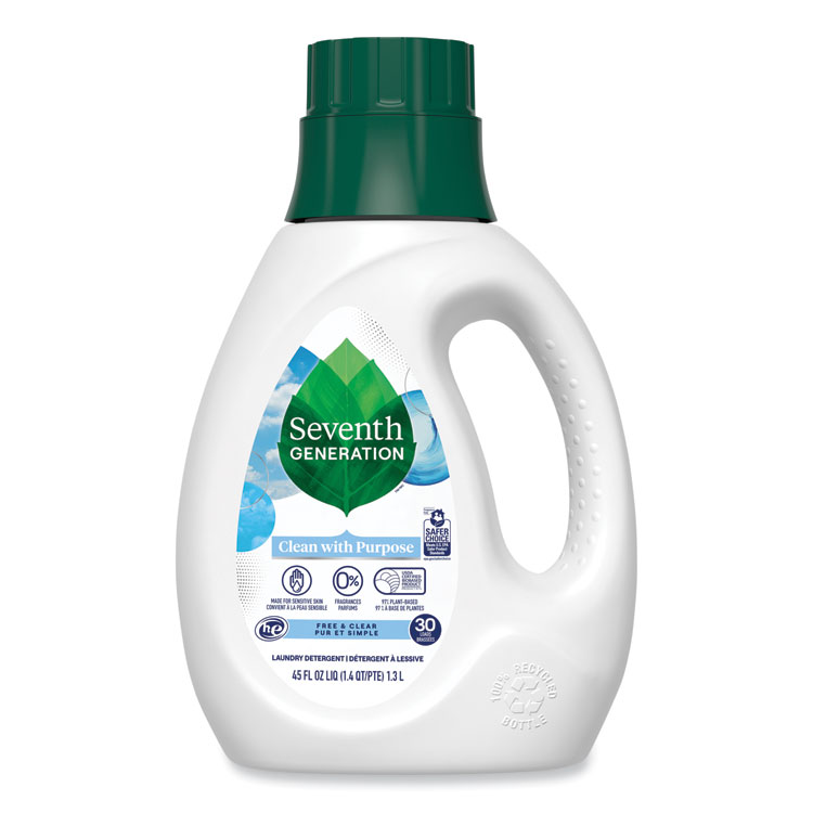 Seventh Generation Natural Liquid Laundry Detergent, Fragrance Free, 45 oz Bottle, 6/Carton (SEV45066CT)