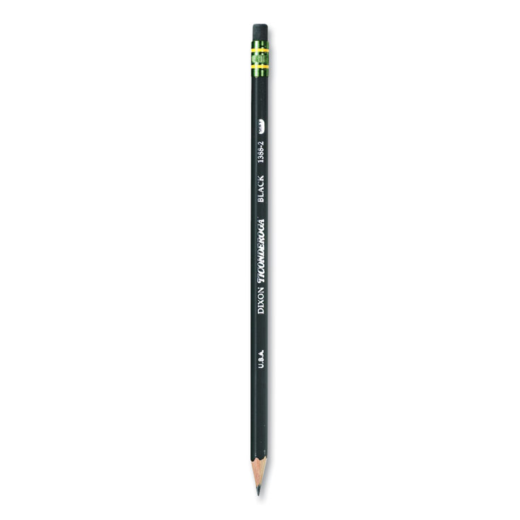 Ticonderoga Pencils, HB (#2), Black Lead, Black Barrel, Dozen (DIX13953)