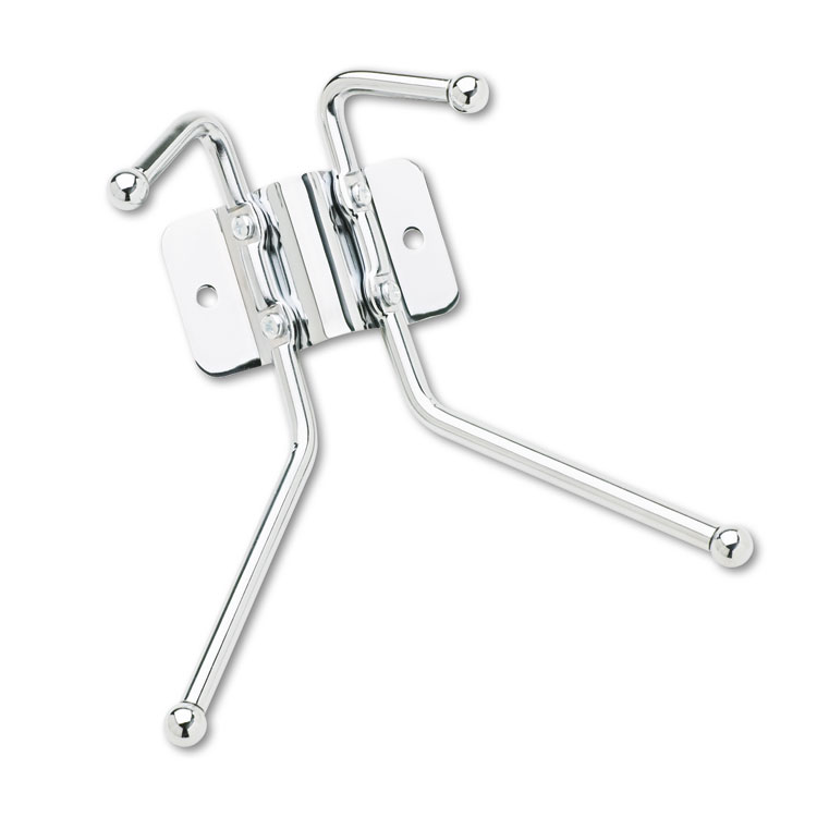 Safco Metal Wall Rack, Two Ball-Tipped Double-Hooks, Metal, 6.5w x 3d x 7h, Chrome (SAF4160)