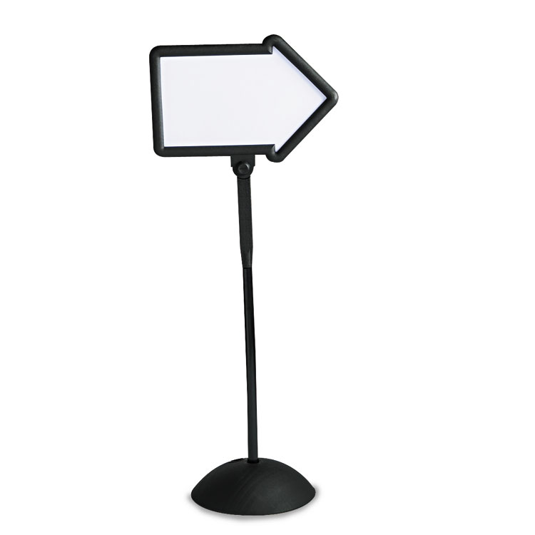 Safco WriteWay Two-Sided Dry Erase Standing Message Sign, White 25.5" x 17.75" Arrow Surface, Black Frame, 25.5" x 17.75" x 64.25" (SAF4173BL)