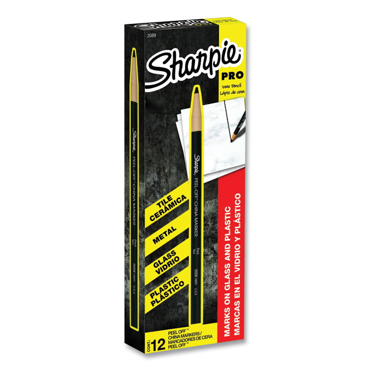 Sharpie Peel-Off China Markers, Black, Dozen (SAN2089)