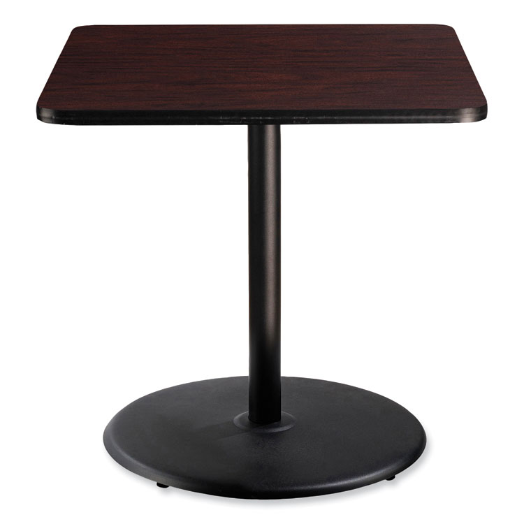 NPS Cafe Table, 36w x 36d x 36h, Square Top/Round Base, Mahogany Top, Black Base (NPSCT33636RC1MY)