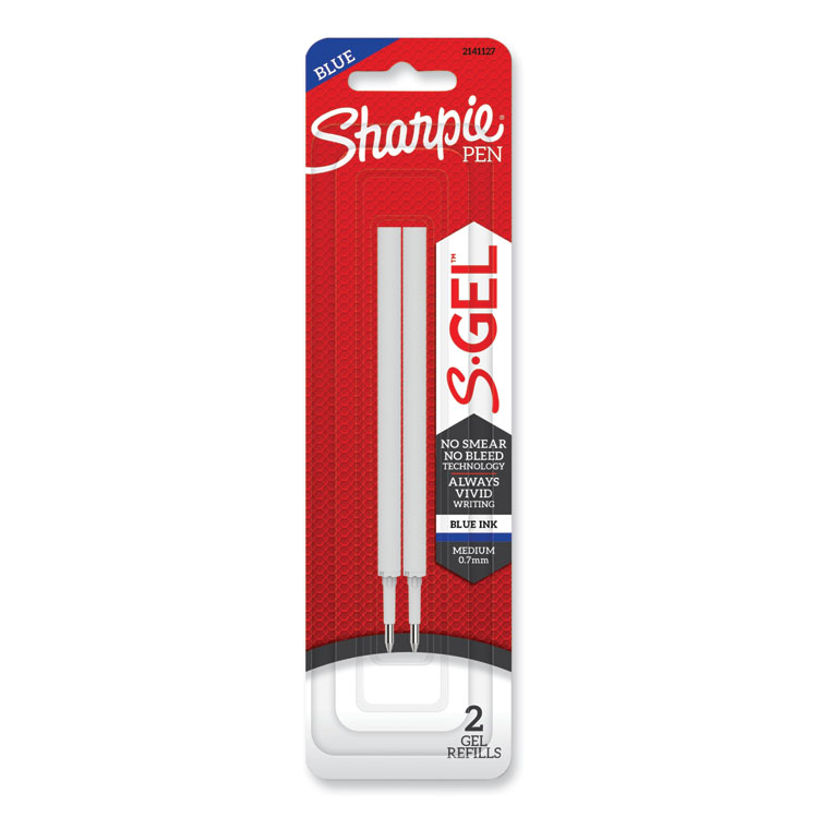 Sharpie S-Gel S-Gel 0.7 mm Pen Refills, Medium 0.7 mm Bullet Tip, Blue Ink, 2/Pack (SAN2141127)