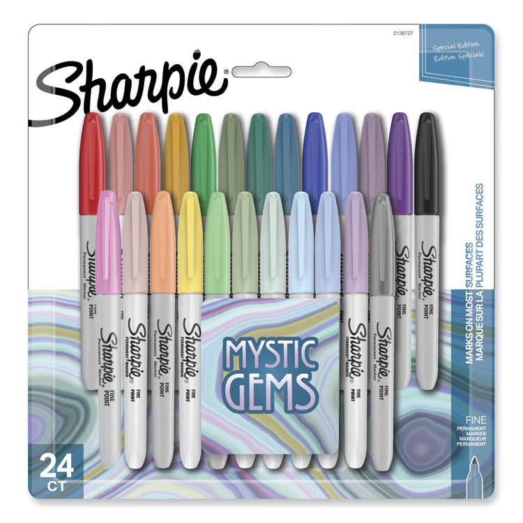 Sharpie Mystic Gems Markers, Fine Bullet Tip, Assorted, 24/Pack (SAN2136727)