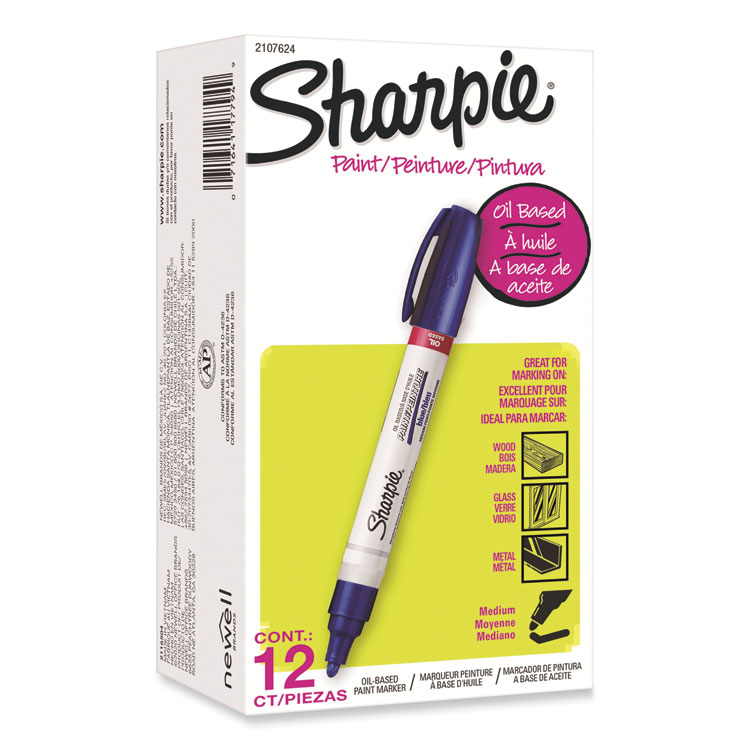 Sharpie Permanent Paint Marker, Medium Bullet Tip, Blue, Dozen (SAN2107624)