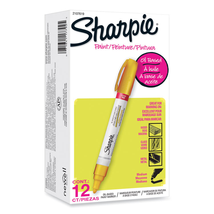 Sharpie Permanent Paint Marker, Medium Bullet Tip, Yellow, Dozen (SAN2107619)