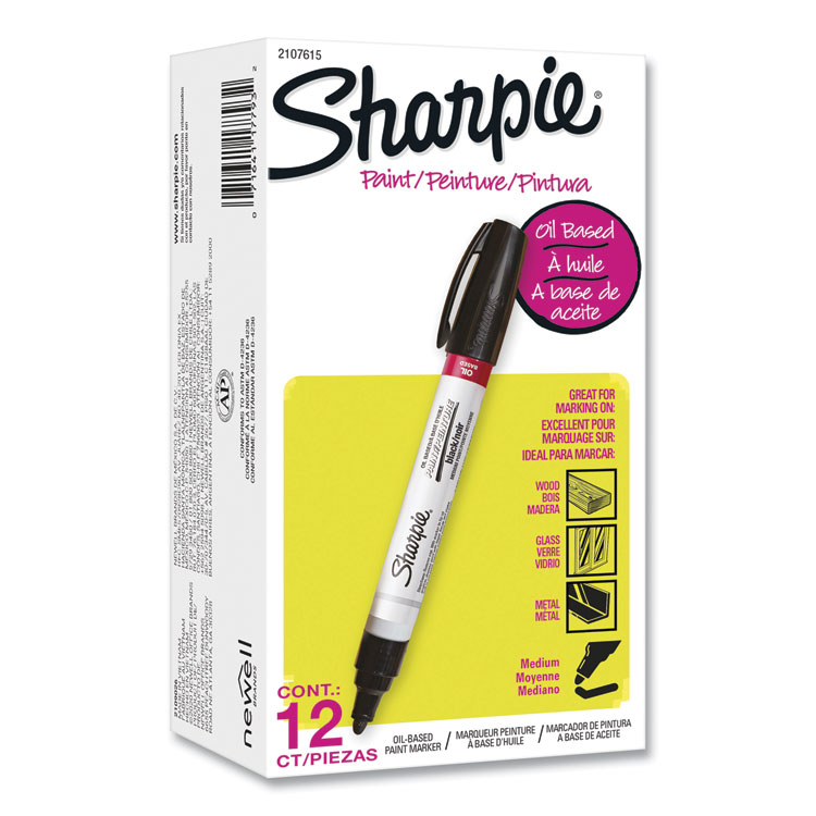 Sharpie Permanent Paint Marker, Medium Bullet Tip, Black, Dozen (SAN2107615)