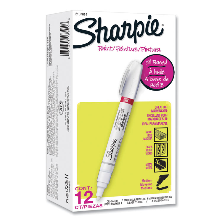 Sharpie Permanent Paint Marker, Medium Bullet Tip, White, Dozen (SAN2107614)