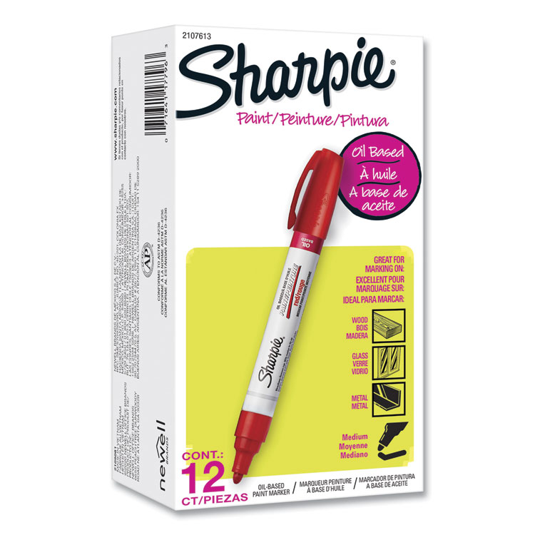 Sharpie Permanent Paint Marker, Medium Bullet Tip, Red, Dozen (SAN2107613)