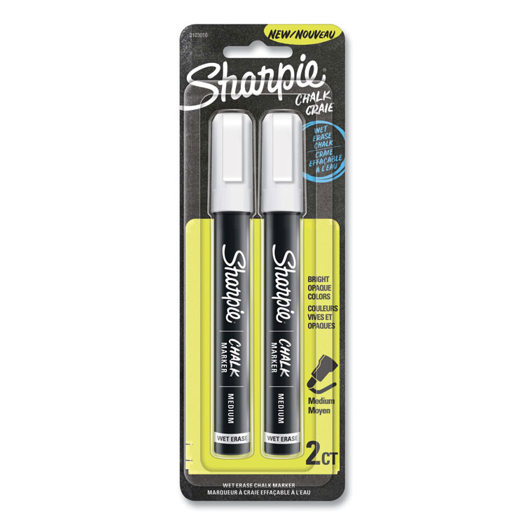 Sharpie Wet-Erase Chalk Marker, Medium Bullet Tip, White, 2/Pack (SAN2103010)