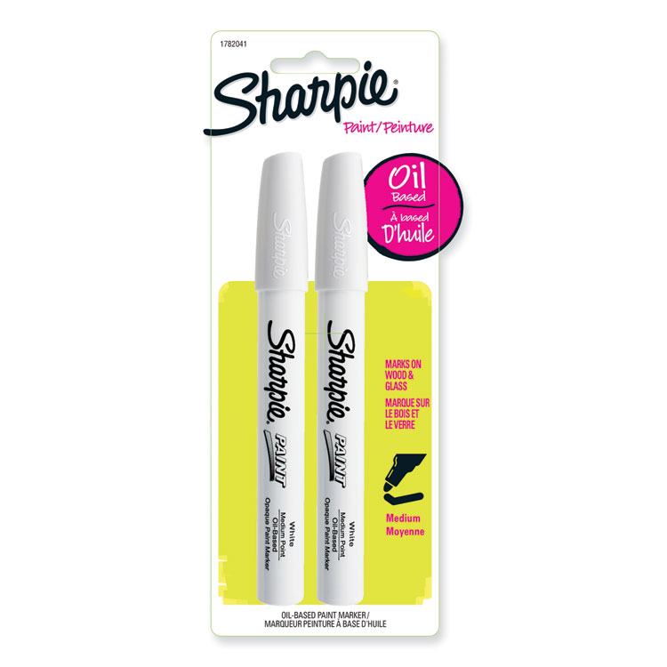 Sharpie Permanent Paint Marker, Medium Bullet Tip, White, 2/Pack (SAN1782041)