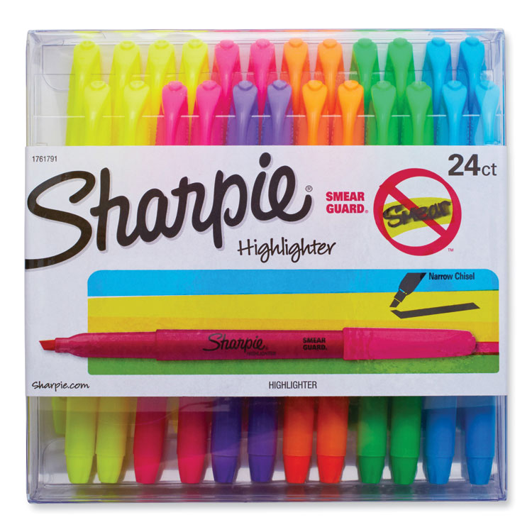 Sharpie Pocket Style Highlighters, Assorted Ink Colors, Chisel Tip, Assorted Barrel Colors, 24/Pack (SAN1761791)