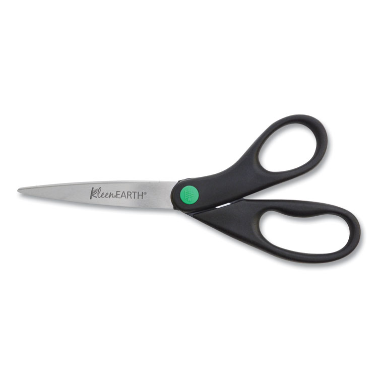 Westcott KleenEarth Scissors, 8" Long, 3.25" Cut Length, Straight Black Handle (ACM41418)