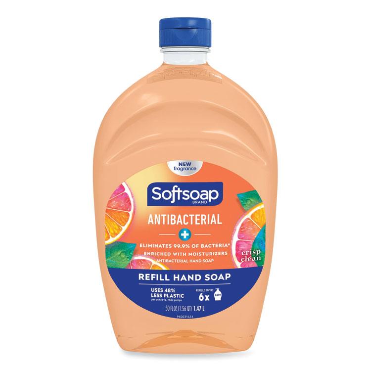 Softsoap Antibacterial Liquid Hand Soap Refill, Fresh Scent, 50 oz, Orange, 6/Carton (CPC46325)