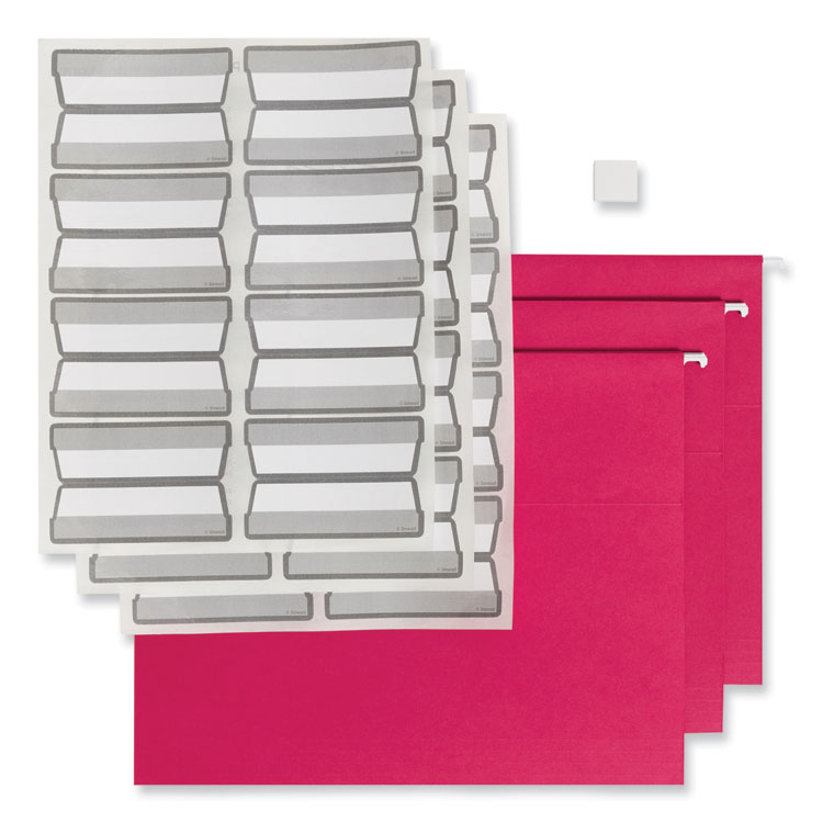Smead Colored Hanging File Folders with ProTab Kit, Letter Size, 1/3-Cut, Red (SMD64197)