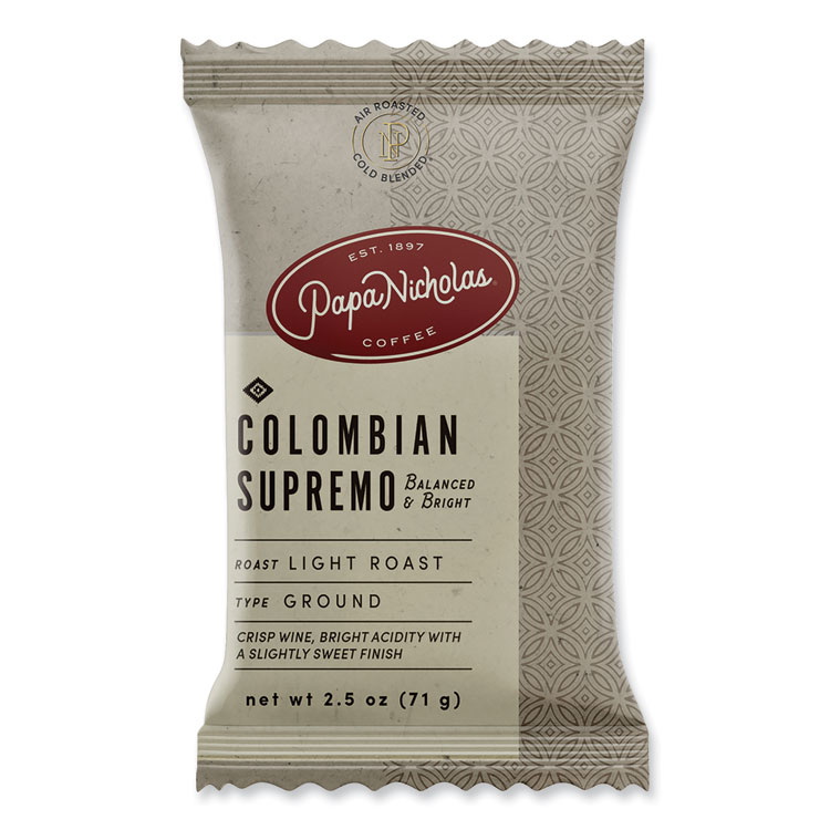 PapaNicholas Coffee Premium Coffee, Colombian Supremo, 18/Carton (PCO25182)