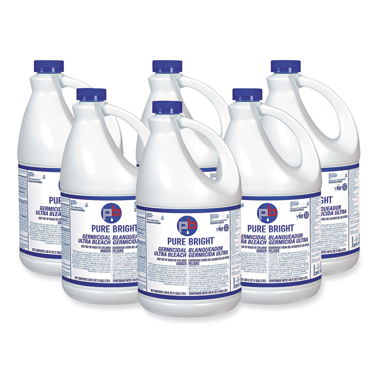 Pure Bright Liquid Germicidal Bleach, 1 gal Bottle, 6/Carton (KIKBLEACH6)