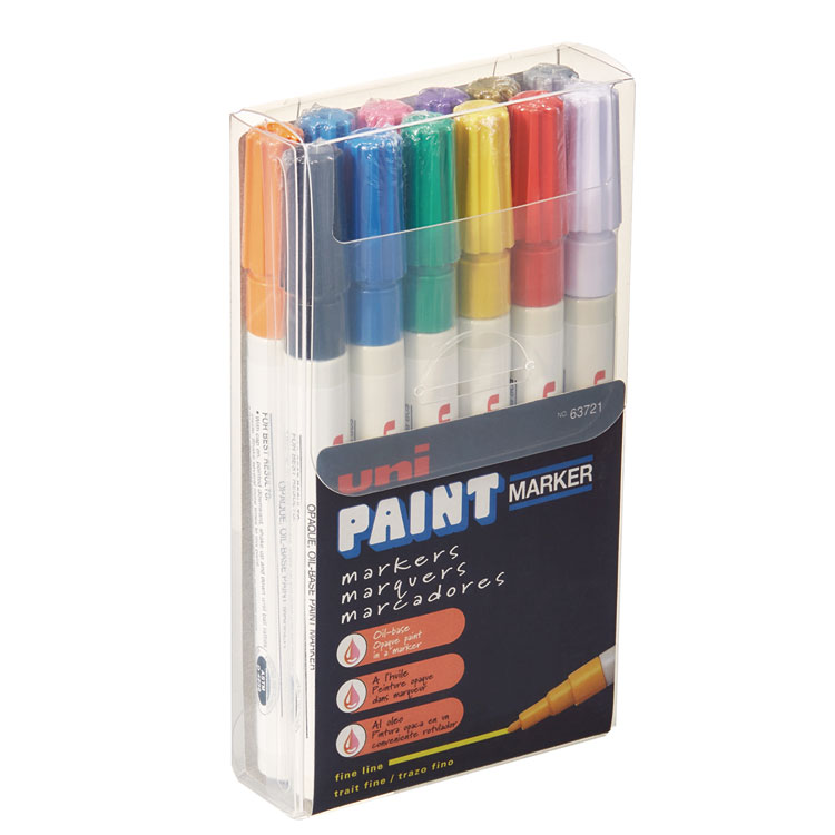 uni-Paint Permanent Marker, Fine Bullet Tip, Assorted Colors, 12/Set (UBC63721)