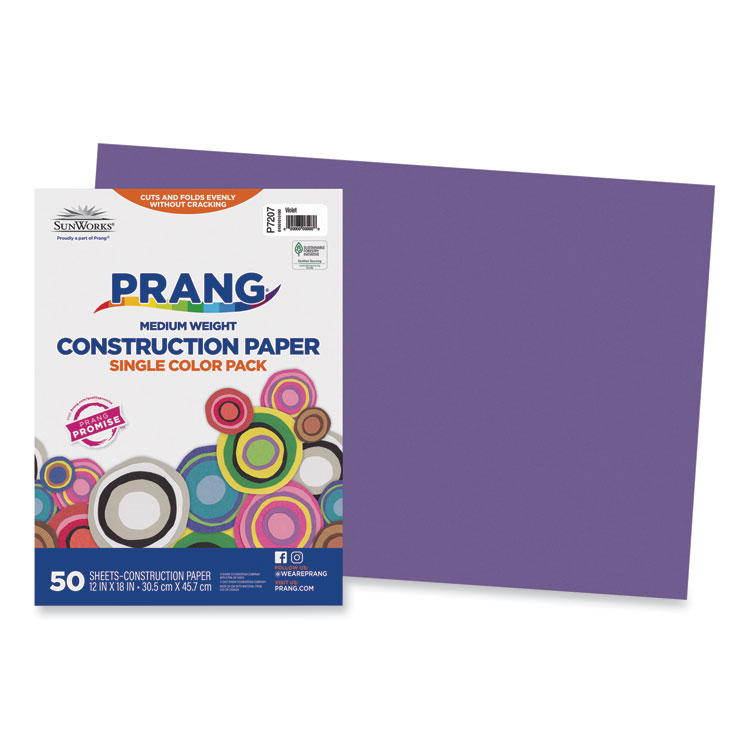 Prang SunWorks Construction Paper, 50 lb Text Weight, 12 x 18, Violet, 50/Pack (PAC7207)