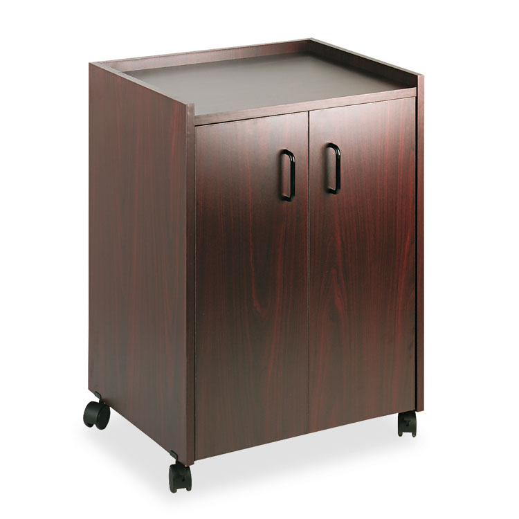 Safco Mobile Refreshment Center, Engineered Wood, 3 Shelves, 23" x 18" x 31", Mahogany (SAF8953MH)