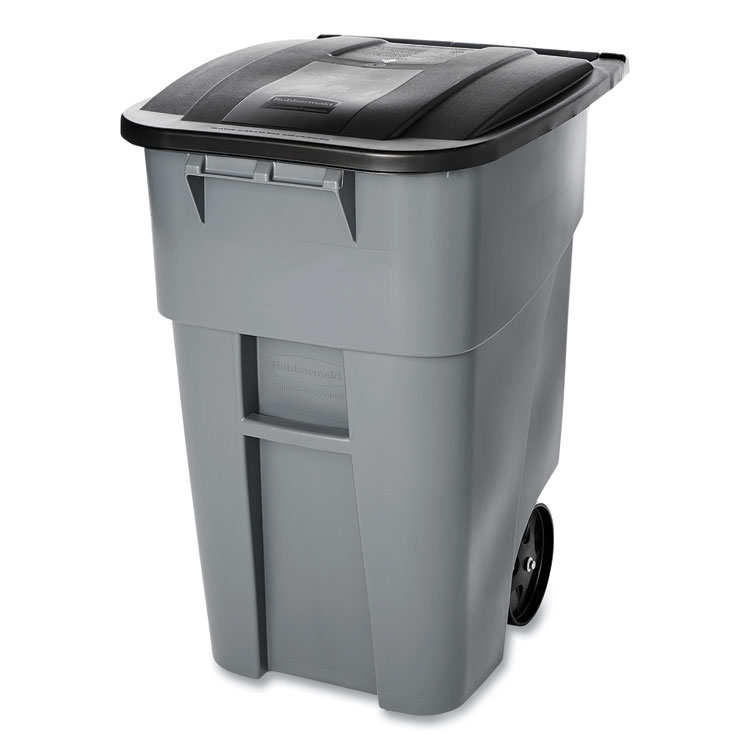Rubbermaid Commercial Square Brute Rollout Container, 50 gal, Molded Plastic, Gray (RCP9W27GY)