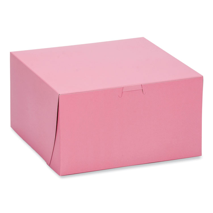 SCT Pink One-Piece Non-Window Bakery Box, 8 x 8 x 5, Pink, Paper, 100/Carton (SCH0845)