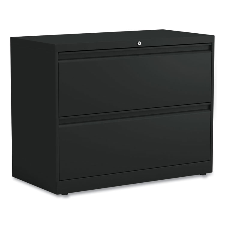 Alera Lateral File, 2 Legal/Letter-Size File Drawers, Black, 36" x 18.63" x 28" (ALEHLF3629BL)