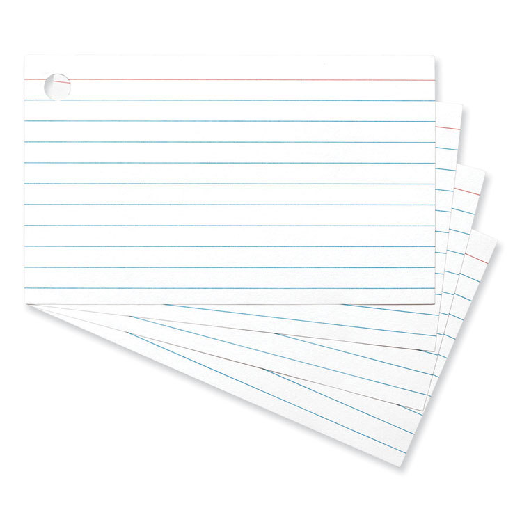 Universal Ring Index Cards, Ruled, 3 x 5, White, 100/Pack (UNV47300)