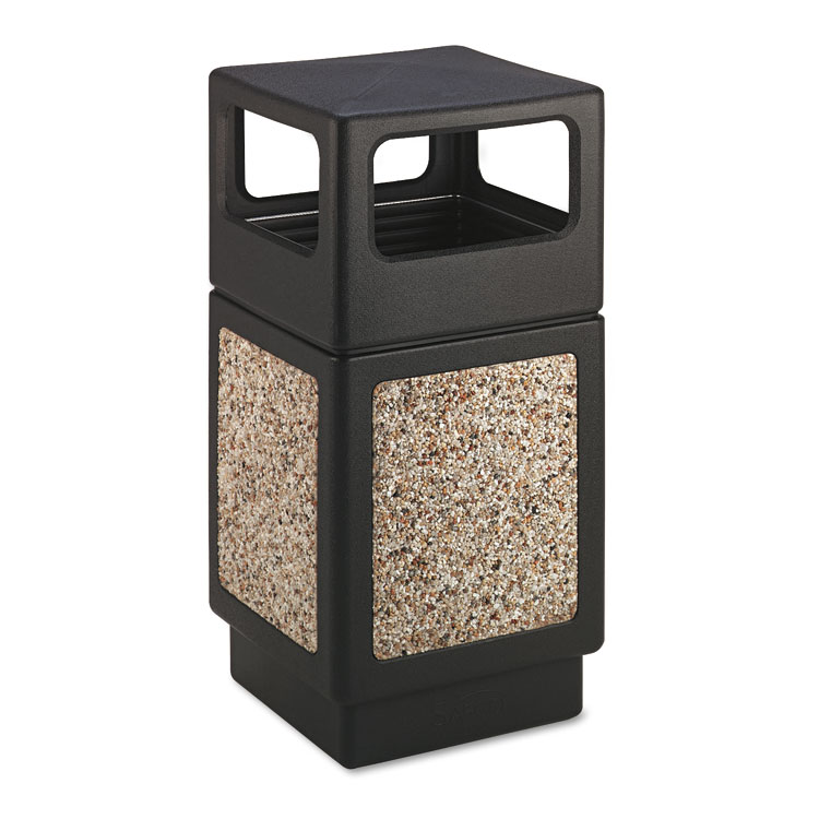 Safco Canmeleon Aggregate Panel Receptacles, Side-Open, 38 gal, Polyethylene, Black (SAF9472NC)