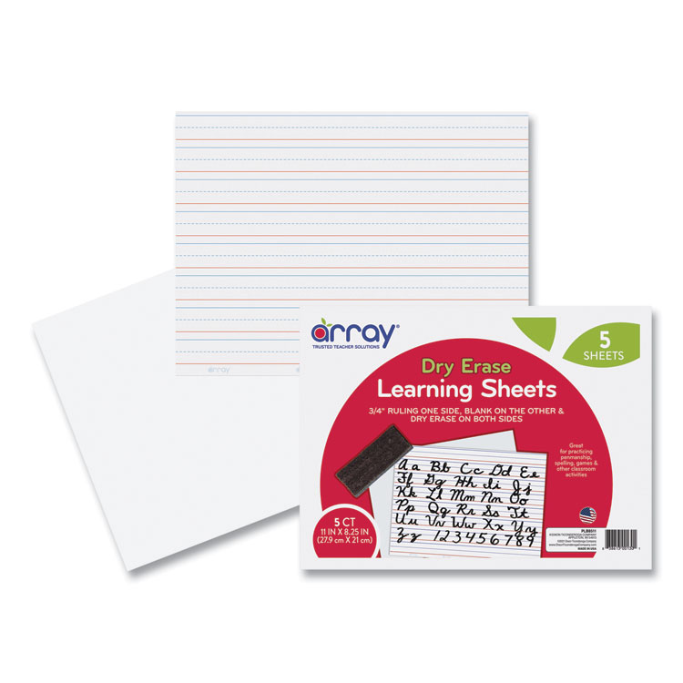 Pacon GoWrite! Dry Erase Learning Boards, 8.25" x 11", White Surface, 5/Pack (PACLB8511)