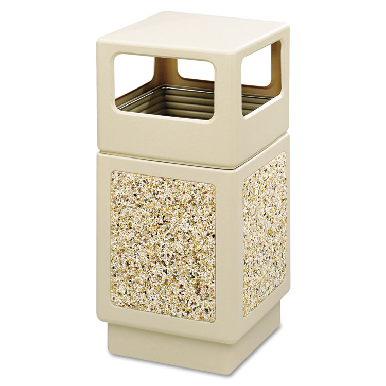 Safco Canmeleon Aggregate Panel Receptacles, Side-Open, 38 gal, Polyethylene, Tan (SAF9472TN)