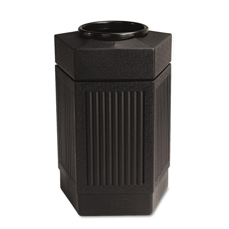 Safco Canmeleon Indoor/Outdoor Pentagon Receptacle, 30 gal, Polyethylene, Black (SAF9485BL)