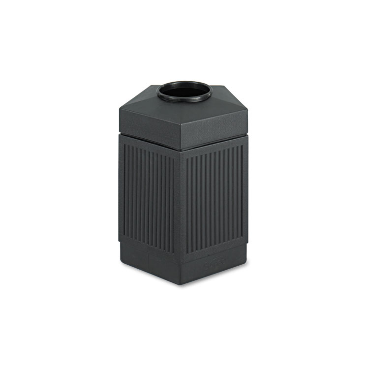 Safco Canmeleon Indoor/Outdoor Pentagon Receptacle, 45 gal, Polyethylene, Black (SAF9486BL)