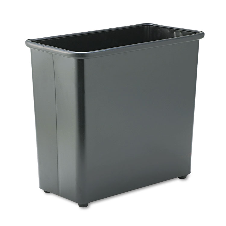 Safco Square and Rectangular Wastebasket, 27.5 qt, Steel, Black (SAF9616BL)