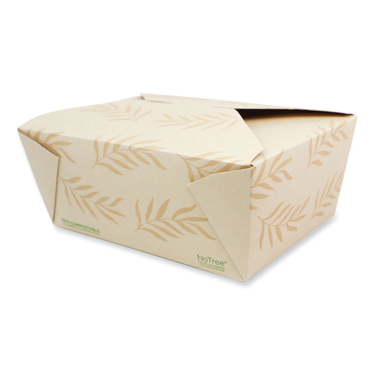 World Centric No Tree Folded Takeout Containers, 95 oz, 6.5 x 8.7 x 3.5, Natural, Sugarcane, 160/Carton (WORTONT4)