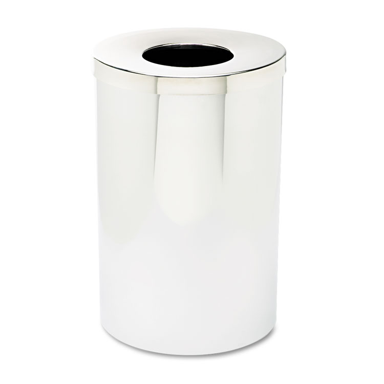 Safco Reflections Receptacles, 35 gal, Steel, Chrome (SAF9695)